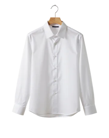 White business shirt on a wooden hanger