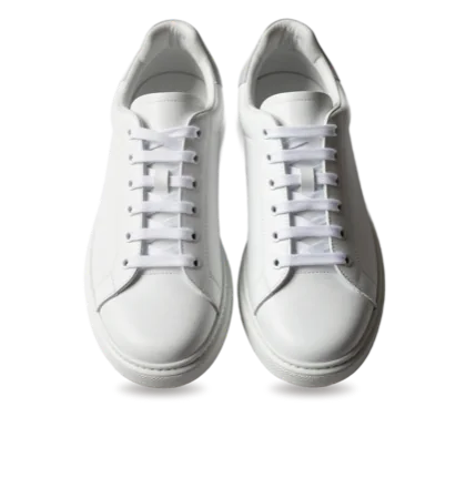 Pair of clean white leather sneakers